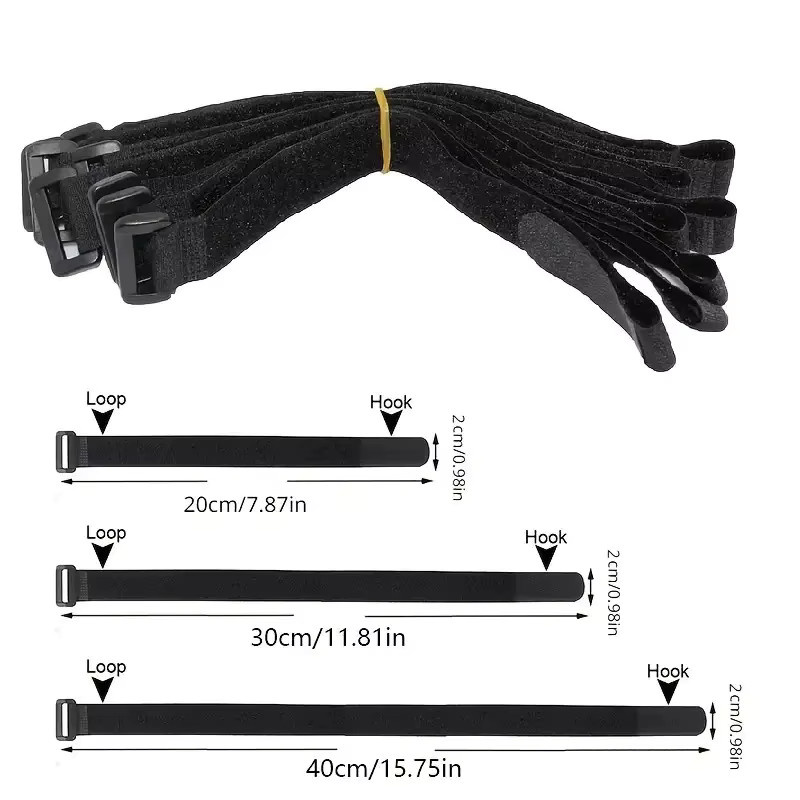 Wiederverwendbare selbstklebende Nylon-Kabelbinder mit Klettverschluss in Schwarz für Yoga-Matten und Fracht - Bild 6