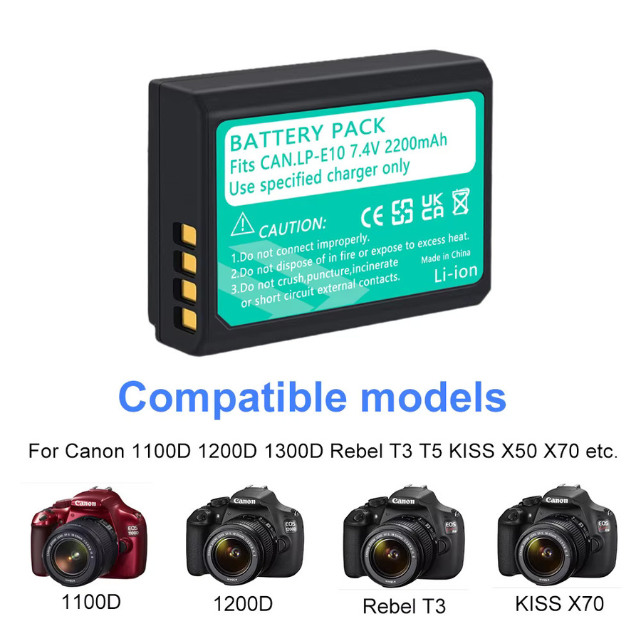 Canon LP-E10 wiederaufladbare Akkus mit LCD USB Dual Ladegerät in Schwarz für Canon EOS Kameras - Bild 2