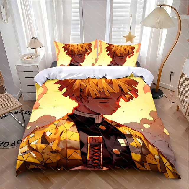 Bettwäscheset Lodestar Anime D-Dämonen S-Schlächter mit Bettbezug und Kissenbezug, Gelb, B/H: 140 x 200 cm - Bild 1
