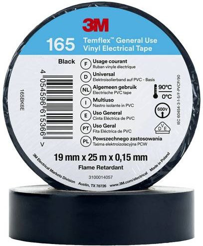 3M Temflex 165 Isolierband Schwarz Breite: 19 mm, Länge: 25 m - Bild 1