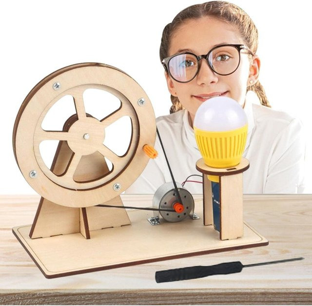 SONGYI Wissenschafts-Set, handgekurbelter Generator, DIY-Bausatz, Holz - Bild 1