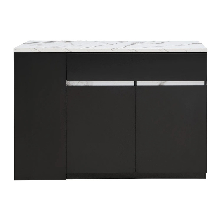 Kücheninsel Meili von Vente-unique in Schwarz und Weiß mit Marmoreffekt, B: 130 cm, T: 65 cm, H: 90 cm - Bild 2