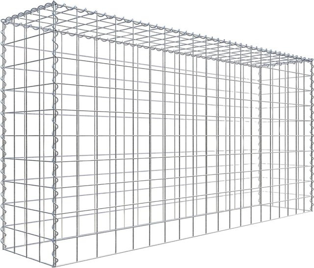 Gabiona Gabione Anbaukorb Typ 3 in Silbergrau, B/T/H: 100 x 40 x 200 cm, Maschenweite 10 x 10 cm - Bild 1