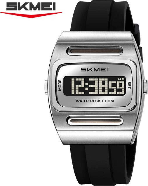 SKMEI Digitaluhr, Solar, Schwarz, Silikon, Herren - Bild 1