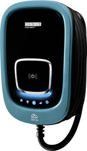ORBIS Wallbox Typ 2 Mode 3 mit Zeitschalttechnik, 22kW, 32A, RFID und App, Blau - Bild 1