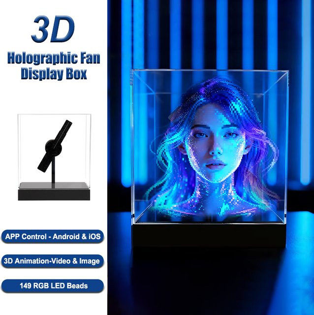 OIMG 3D Holographischer Fan Projektor für kommerzielle Werbung und dekorative Lichteffekte in Schwarz - Bild 1