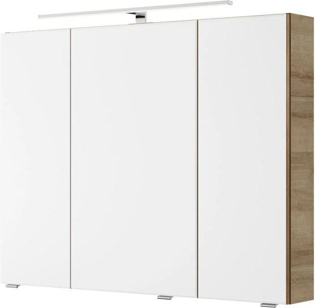 Pelipal Spiegelschrank Serie 4035 Riviera Eiche quer Nachbildung mit Soft-Close-Türen und internen Regalen, Breite: 90 cm - Bild 1