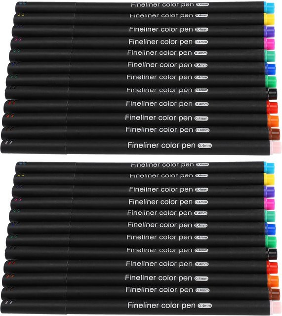 Shoemst Fineliner Marker Set mit 0,4 mm feiner Spitze in Schwarz und Mehrfarbig für Journaling und Malen - Bild 1