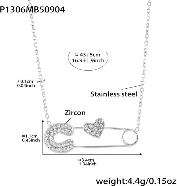 MiDuoDuo Halskette, Edelstahl, Gold, Zirkonia, Damen - Bild 1