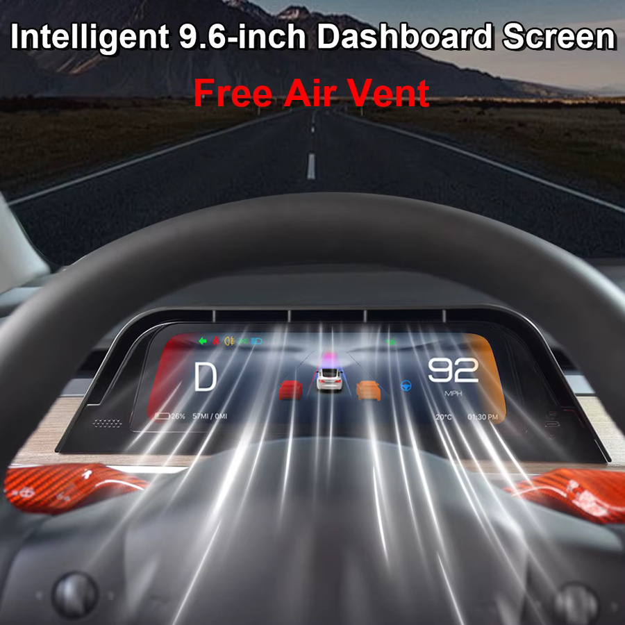 Onlysay 9,6 Zoll Armaturenbrett-Bildschirm für Tesla Model 3 Highland mit kabellosem CarPlay und Android Auto HUD in Schwarz - Bild 2