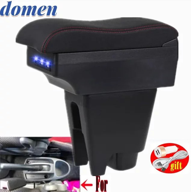 DOMEN Armlehne für Toyota Aygo, Peugeot 107 und Citroen C1 mit USB-C und LED in Schwarz - Bild 1