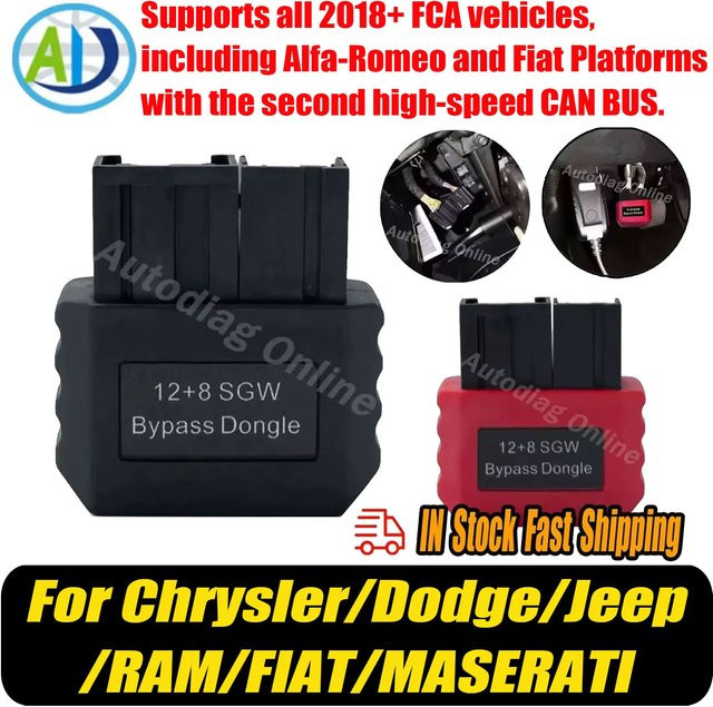 12+8-Pin SGW Bypass-Dongle für FCA OBD2 Diagnoseadapter für Chrysler, Dodge, Jeep, RAM, FIAT und Maserati in Schwarz - Bild 1