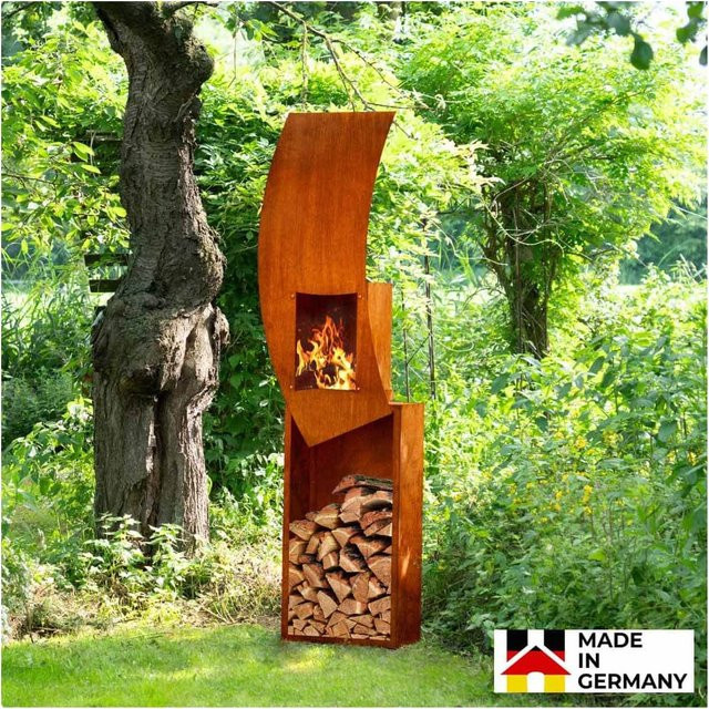 Home Deluxe Gartenkamin SWING mit Holzlager in Braun - Bild 1