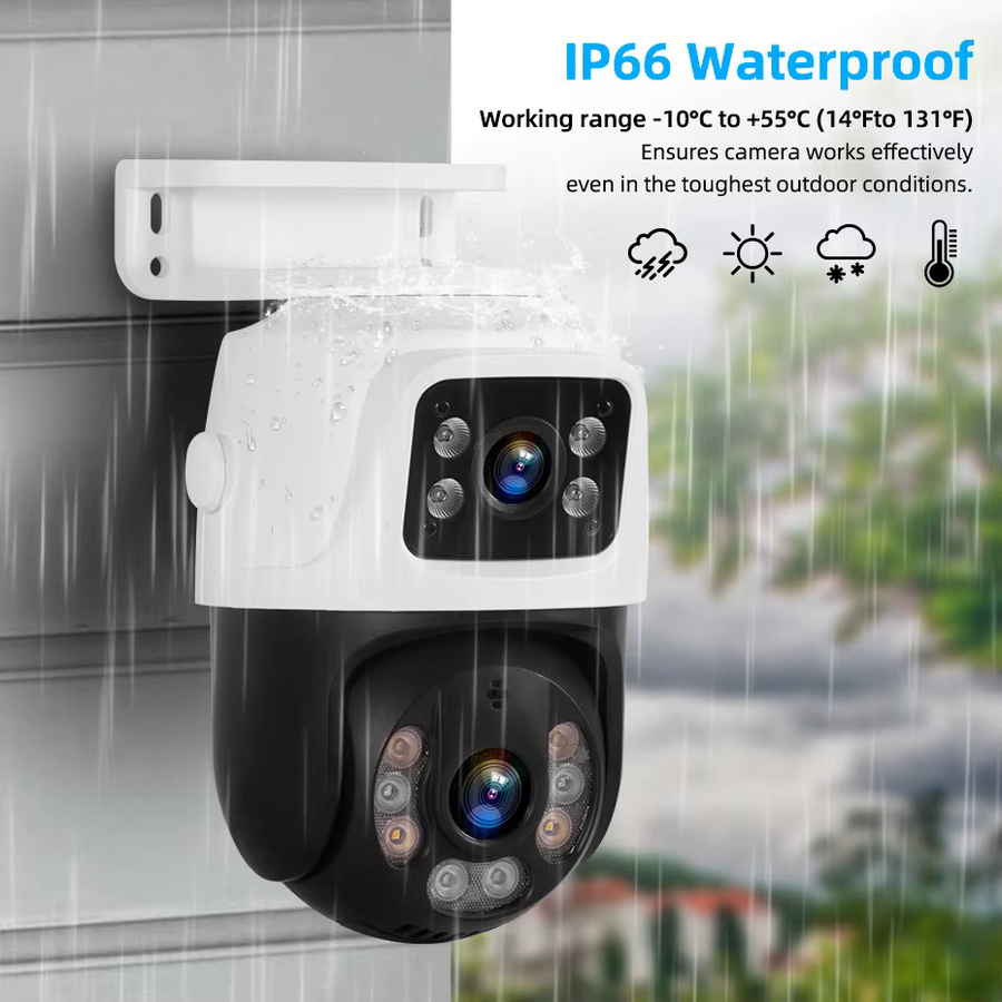 NINIVISION 8MP 4K Dual-Objektiv POE IP-Kamera PTZ mit Dual-Bildschirmen und Bewegungserkennung, Weiß - Bild 2