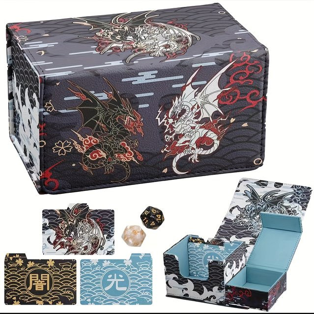 TaLop Magnetische Kartenbox aus Leder mit 3 Lederteilerkarten in Schwarz und Multicolour - Bild 1