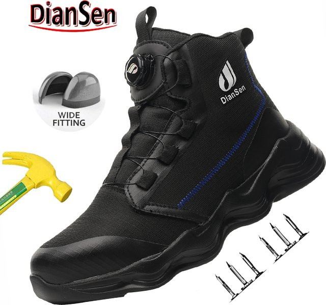 Kankeirr Herren Sicherheitsschuhe High Top Arbeitsschuhe mit Stahlkappe in Schwarz - Bild 1