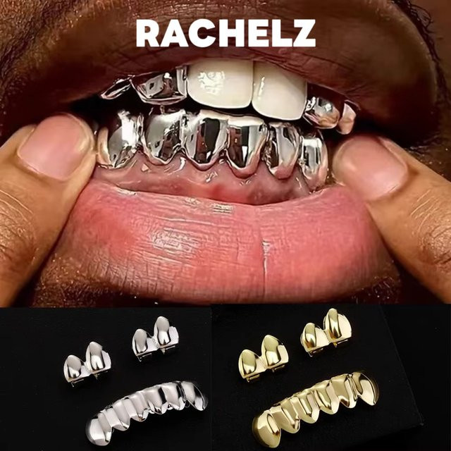 RACHELZ Grillz, Gold Silber Farbe, Bicolor, Unisex - Bild 1