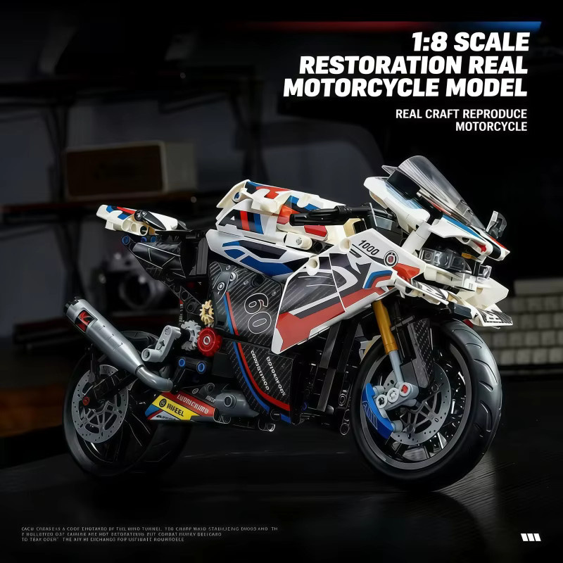 CACO BLOCKS Technisches Superbike-Bausteinmodell, Rennmotorrad-Bausatz, Maßstab 1:8 - Bild 3