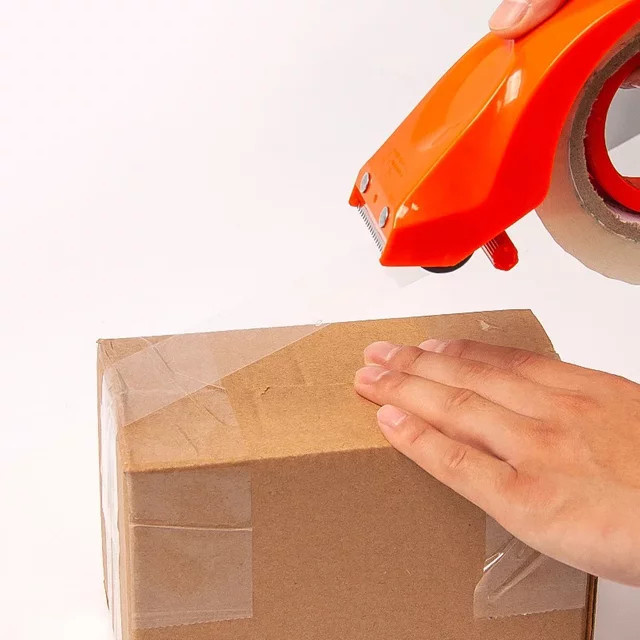 Robuster Klebebandspender aus Kunststoff in Orange für Büro und Lager - Bild 1