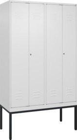 C+P PSA Doppel-Spind Classic PLUS mit 4 Abteilen, Gestell aus Stahl, Farbe Weiß/Grau, H x B x T: 212 x 120 x 50 cm, mit Zylinderschloss - Bild 1