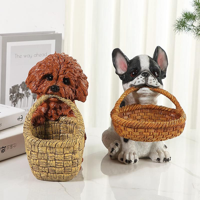 Yiran Furniture Dekoratives Welpen Ornament aus Harz in Braun für Tisch und Regal - Bild 2