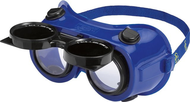 LUX-TOOLS Schweißerklappbrille Full Vision mit getönten Gläsern in Grau und Blau aus Kunststoff - Bild 1