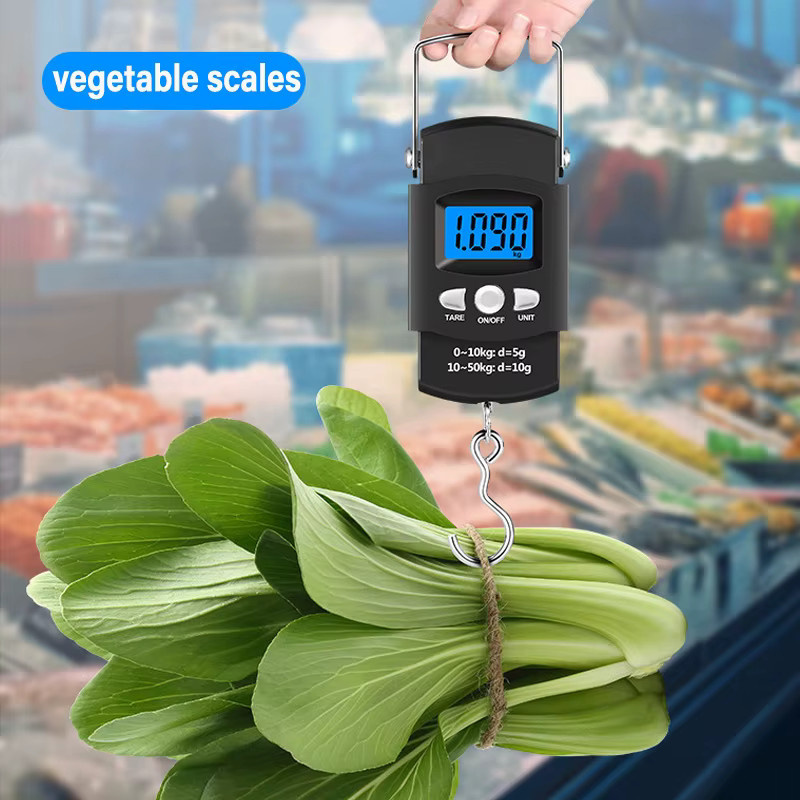 Tragbare digitale Hakenwaage von kebidumei mit LCD-Display und einziehbarem Maßband, Schwarz, Tragkraft bis 50 kg - Bild 5