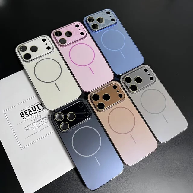 Luxuriöse magnetische Schutzhülle für Apple iPhone in Schwarz mit glänzender Beschichtung und Glaslinsenfenster - Bild 1