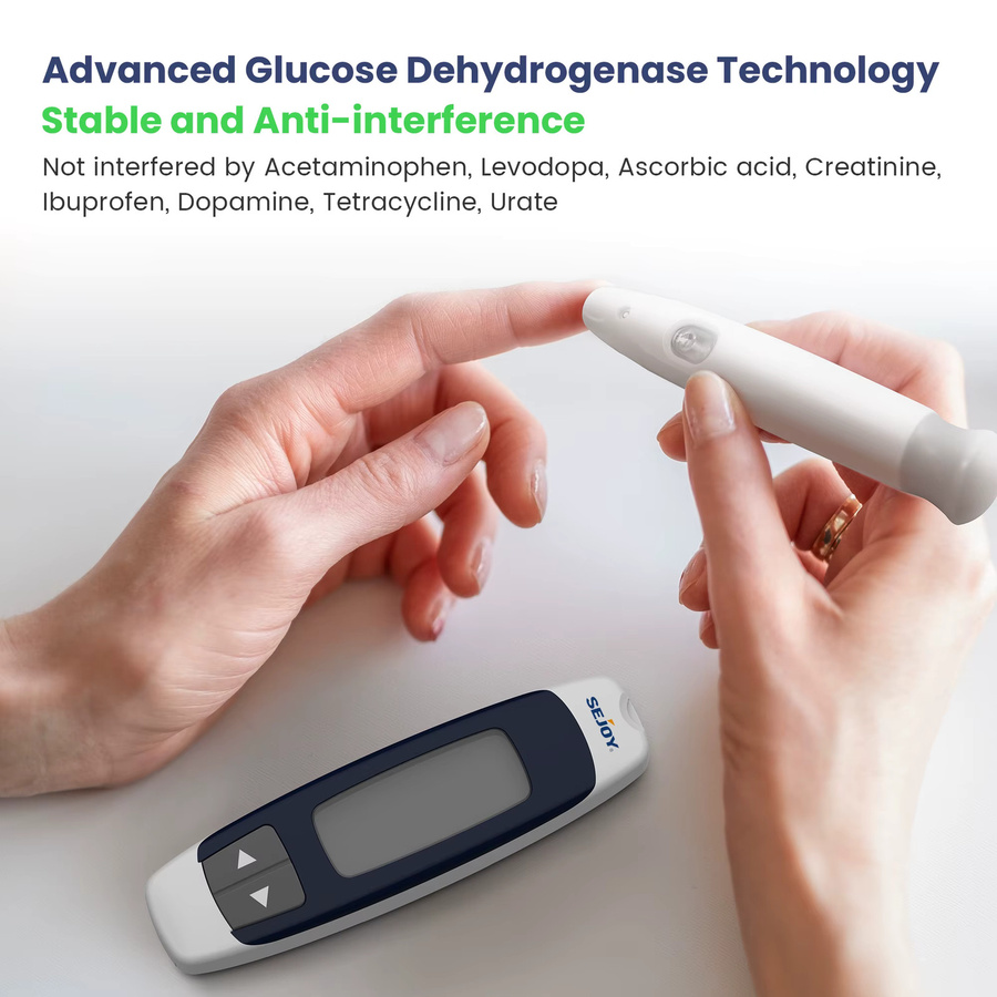 Sejoy Blutzuckermessgerät Diabetes-Testkit in Weiß mit Teststreifen und Lancetten - Bild 4