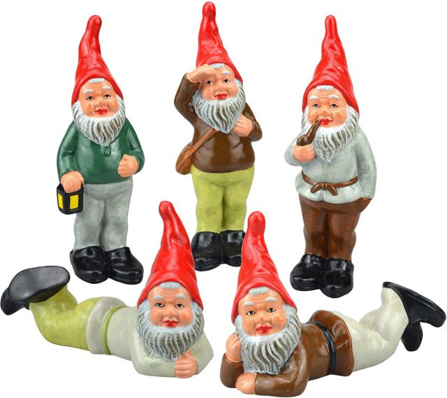 Heissner Gartenzwerg-Gruppe Waldmänner 5 Stück aus Keramik in Braun, Grau und Multicolour - Bild 1
