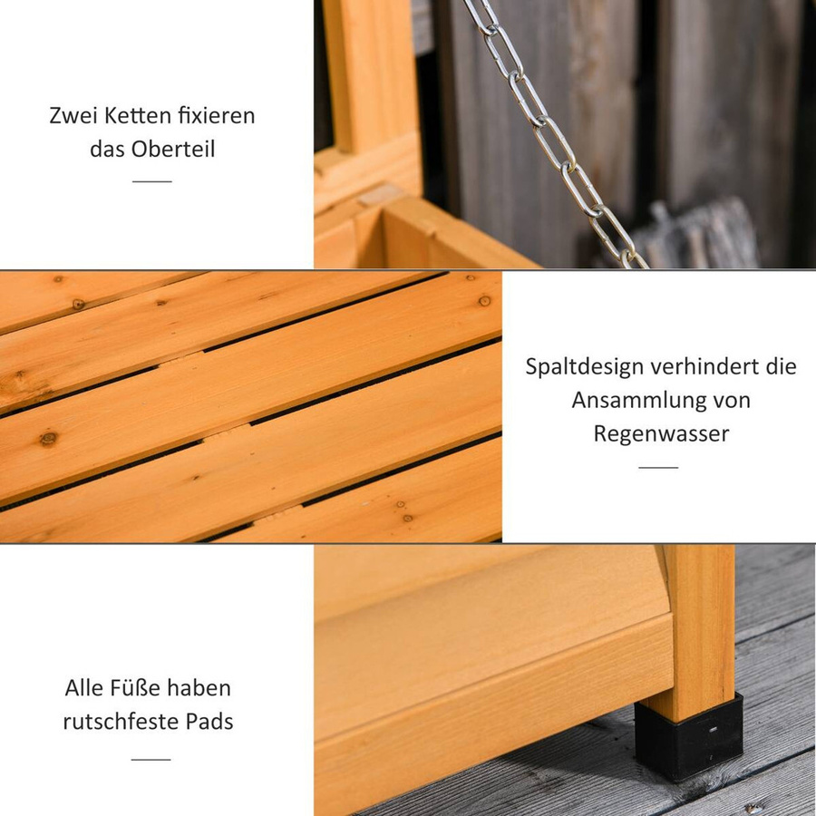 Outsunny Auflagenbox aus lackiertem Fichtenholz in Gelb und Braun, Volumen: 427 l, B/H/T: 127 x 60 x 56 cm - Bild 2