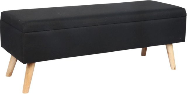 Relaxdays Sitzbank aus Eukalyptusholz und MDF mit Leinenoptik in Schwarz, gepolstert und klappbar, B/T/H: 110 x 40 x 40 cm - Bild 1