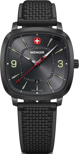 Wenger Herrenuhr, Quarz, Edelstahl, 37 mm, Silikon, Grau, 5 ATM - Bild 1