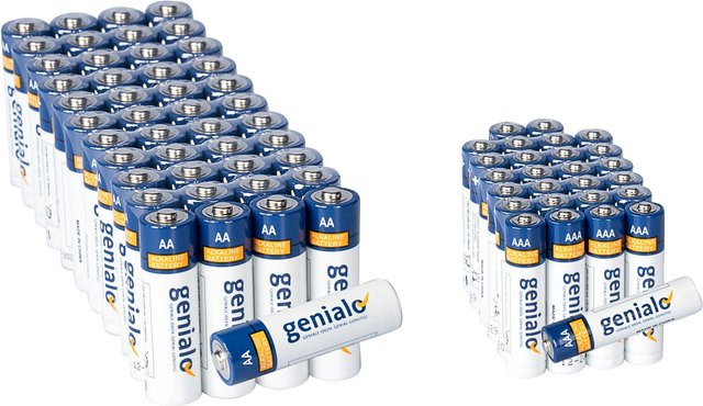genialo Batterien-Vorteilsset XXL 140 Stück in Weiß und Blau - Bild 1
