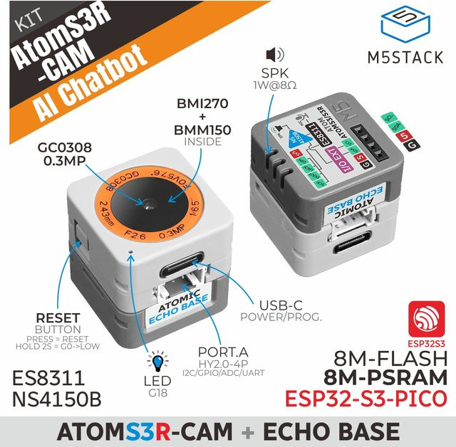 M5Stack AtomS3R-CAM AI Chatbot Kit mit 8 MB PSRAM - Bild 1