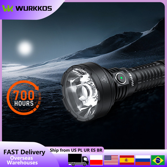 Wurkkos TD01C Taktische Taschenlampe in Schwarz mit 1800 Lumen, IPX8 Wasserdicht und Doppelschalter für Camping und Suche - Bild 1