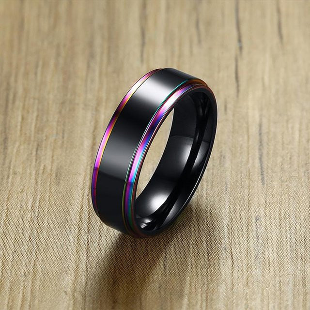 Vnox Ring Edelstahl, Schwarz, Unisex - Bild 1
