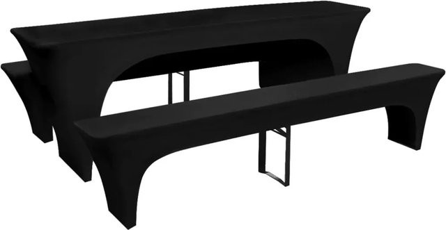 vidaXL 3er Set Stretch-Schonbezüge für Biertisch und Bänke, Schwarz, B/T/H: 220 x 70 x 80 cm - Bild 1