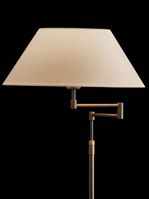 Holtkötter 2541 Stehleuchte in Messing Antik und Beige mit höhenverstellbarem LED-Leuchtmittel und Zugkette - Bild 1