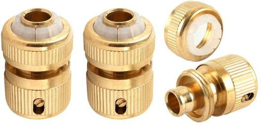 Houspace 3er Set Schnellverbinder 1/2 Zoll für Gartenwasserschläuche in Beige und Gold - Bild 1