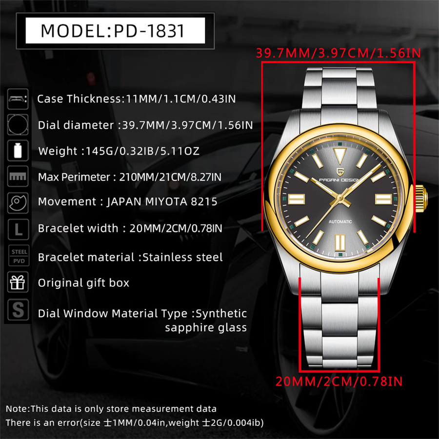 PAGANI DESIGN Armbanduhr, Automatik, Edelstahl, Saphirglas, 40 mm, Herren - Bild 5