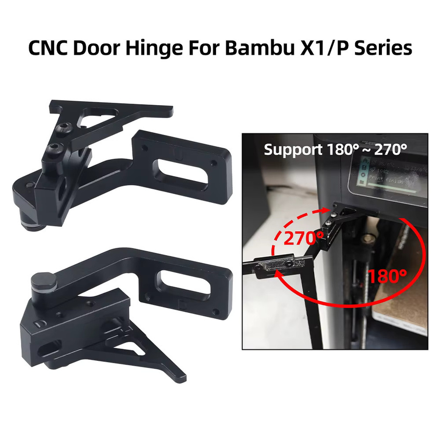 Bambu Lab CNC Metall Türscharnier Upgrade-Kit für P1S und X1 3D-Drucker in Schwarz - Bild 2
