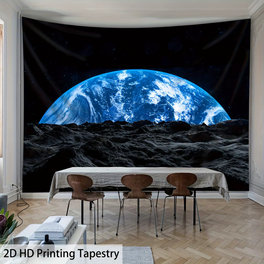 VIKAMA Cosmic Perspective HD Wandteppich Erde aus Mondperspektive Blau B: 60 cm, H: 40 cm - Bild 4