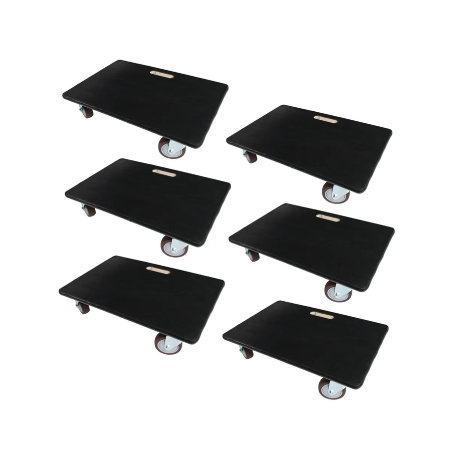 PROREGAL 6er Set Transportroller mit Gummibelag in Schwarz, H x B x T: 15 x 40 x 60 cm, Traglast 500 kg - Bild 2