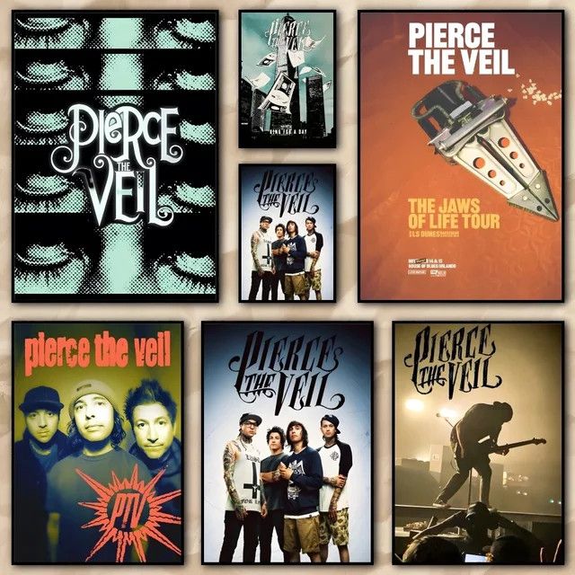 HD Poster Pierce The Veil Portrait in Schwarz zur ästhetischen Dekoration für dein Wohnzimmer oder Schlafzimmer - Bild 1