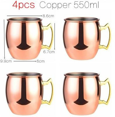 4er-Set Moscow Mule Kupferbecher aus Edelstahl von Yiran Furniture, Farbe Beige/Gold, 550 ml pro Becher - Bild 1