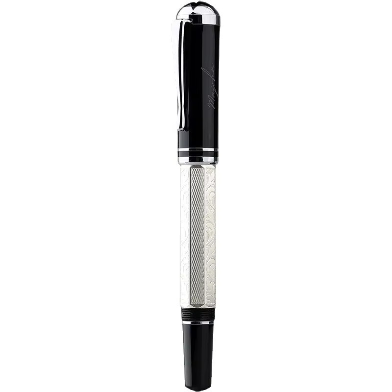 MAJOHN Last Craftsman P138 Füllfederhalter aus Metall mit versilbertem Design und oktaedrischem Muster in Schwarz und Silber - Bild 6