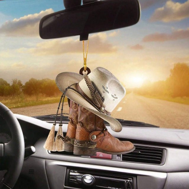 LCAuto parts Auto Rückspiegel Zubehör Kurilai Kreative Stiefel und Weiße Hüte Hängeornament aus Acryl in Bunt - Bild 1