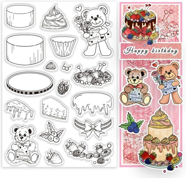 Transparenter Motivstempel mit Bär-Motiv für Kuchen und Dessert-Dekorationen sowie Handwerk und Kartenbasteln - Bild 1