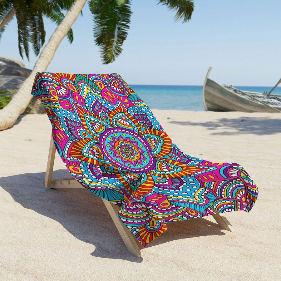 Dalangpa Strandtuch mit Mandala Muster aus Mikrofaser, weich und saugfähig, Breite: 30 cm, Höhe: 60 cm - Bild 2